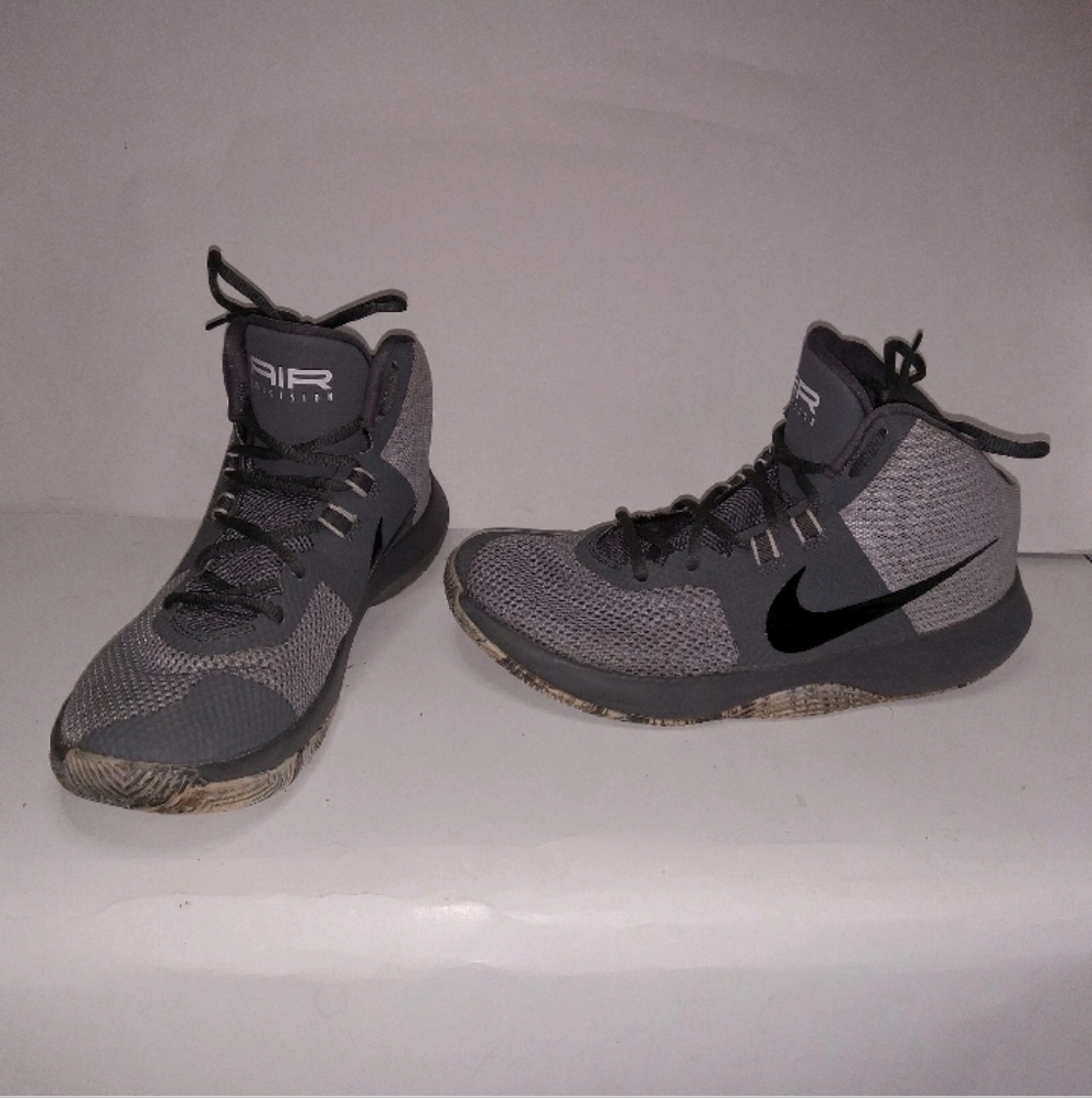 Nike Air Precision 898455-004 Gray Black High Top Shoe Men Size 8